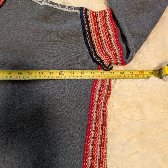 Natural Life Boho Charcoal Oversized Sweatshirt W/ Red Knit Trim, Raw Edges, S/M - Picture 7 of 9